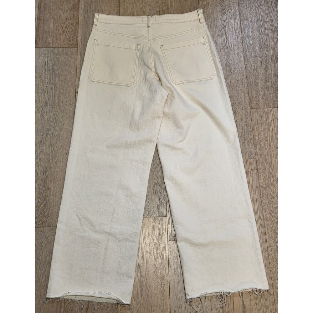 Madewell Emmett Wide Leg Jeans Patch Pocket Ivory 32 High Rise Raw Edge Hem Read - Picture 2 of 13